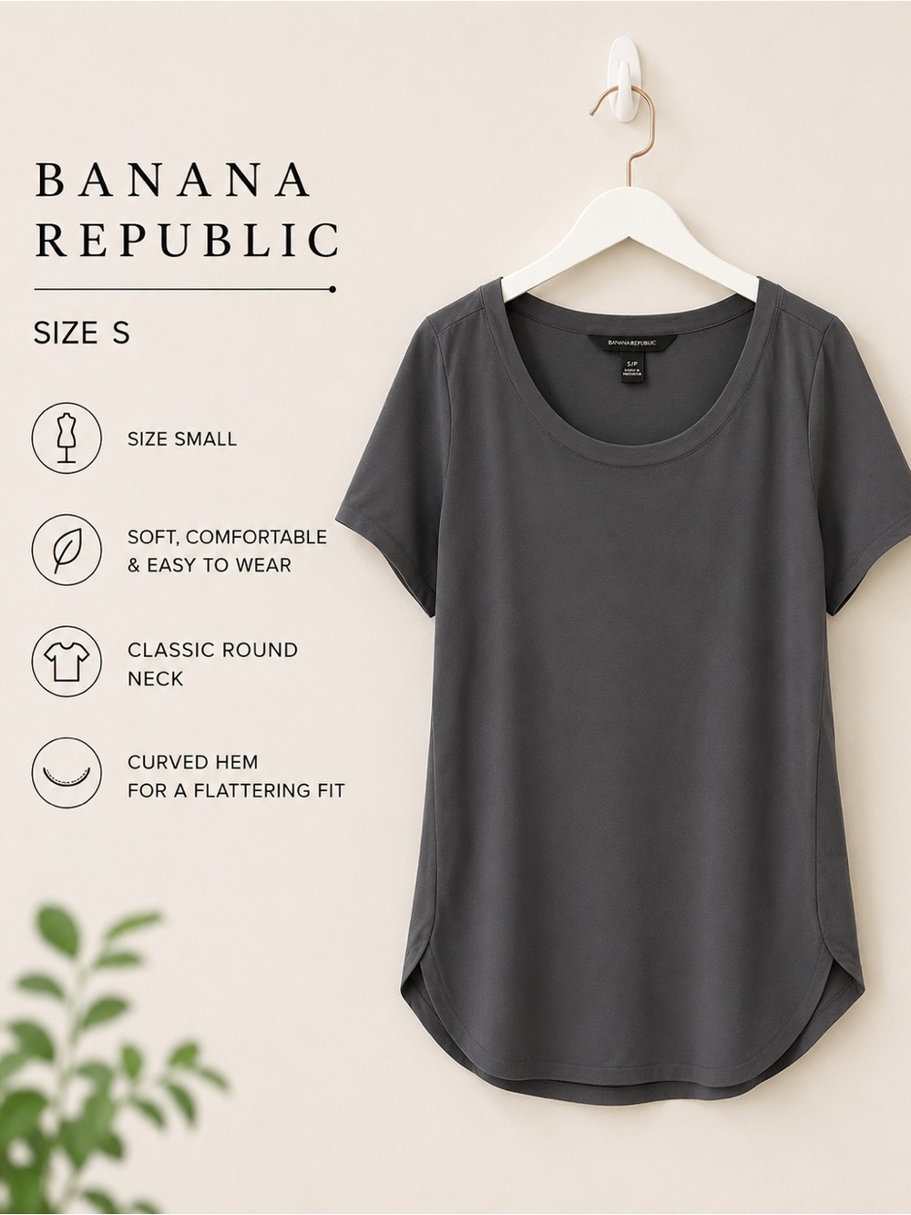 Banana Republic Black Short-Sleeve Neck top